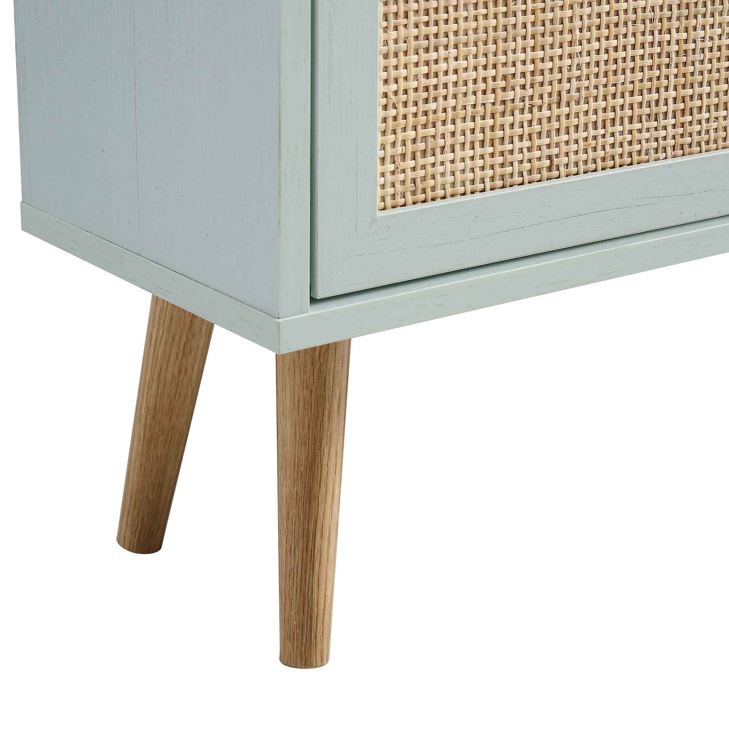 Meuble de rangement à chaussures à 3 niveaux en rotin Frances, menthe