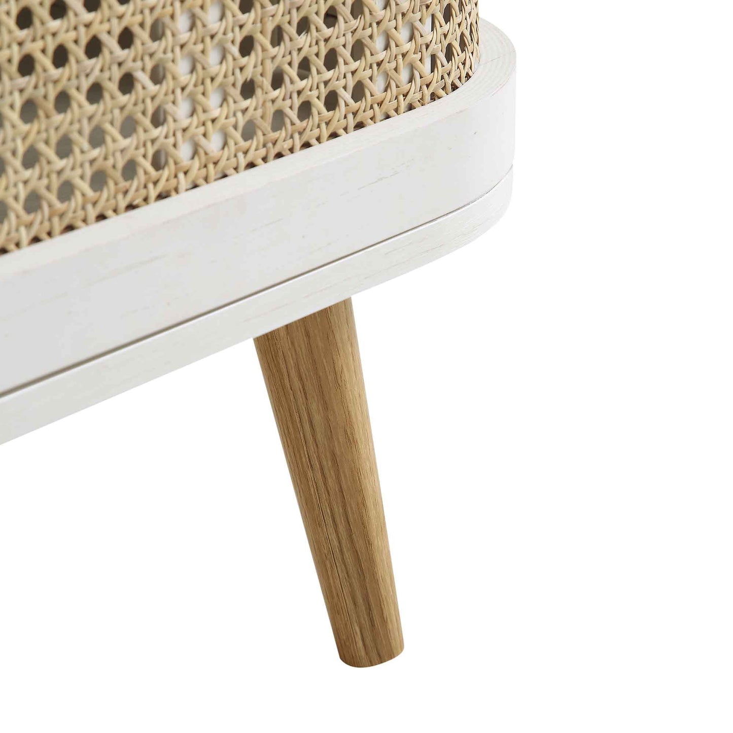 Meuble TV Izzy en rotin courbé 150 cm, blanc