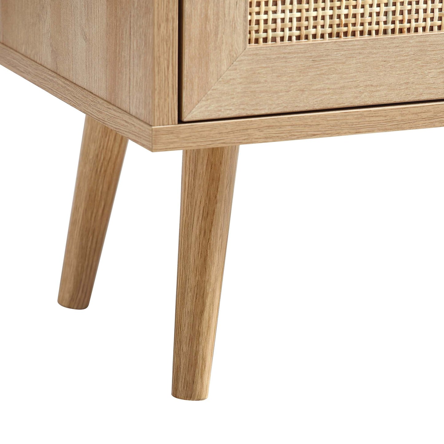 Meuble sous-lavabo de salle de bain 2 portes en rotin tressé Frances, naturel