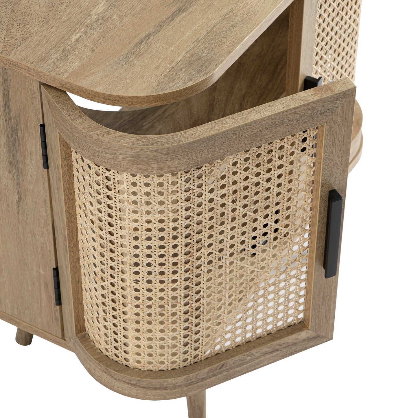 Meuble sous-évier incurvé en rotin Izzy, naturel