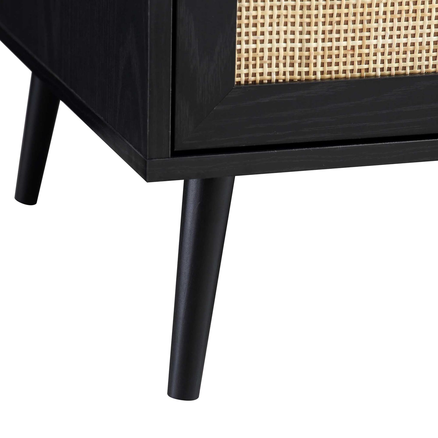 Armoire double compacte en rotin tressé Frances, noire