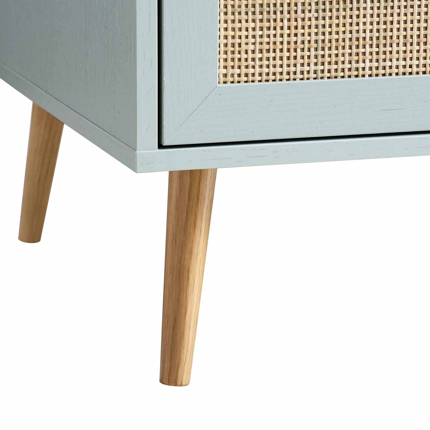 Armoire double compacte en rotin tressé Frances, vert menthe