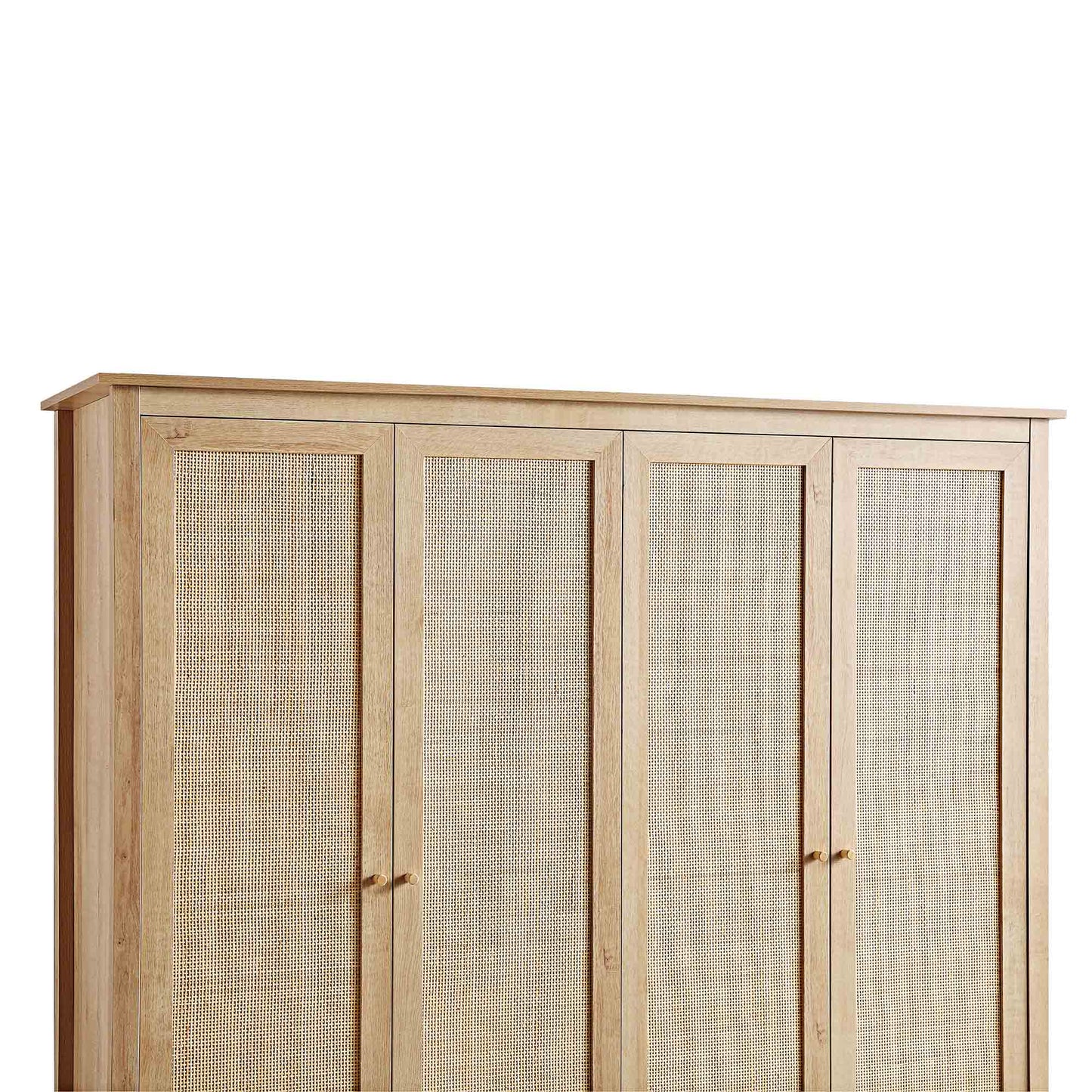 Armoire 4 portes en rotin Frances avec 2 tiroirs, couleur naturelle