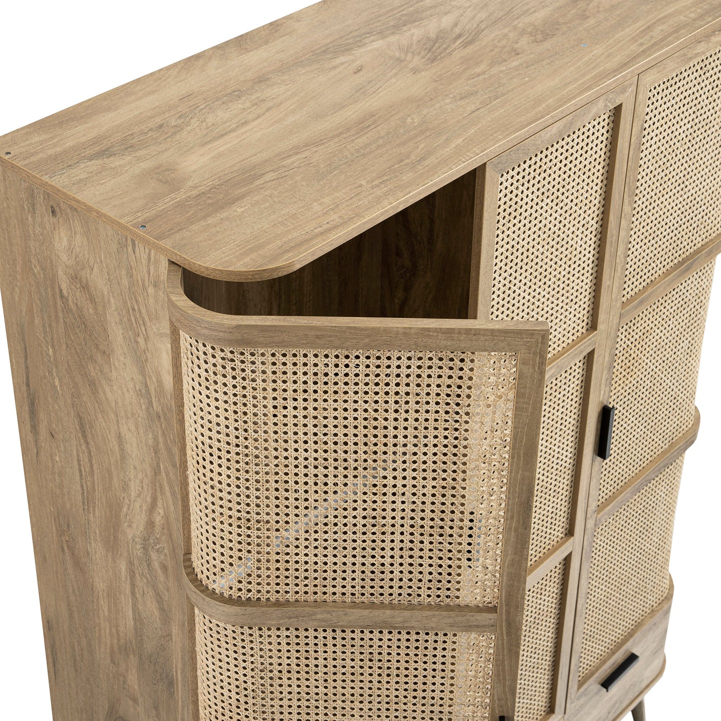 Armoire triple en rotin courbé Izzy, naturel