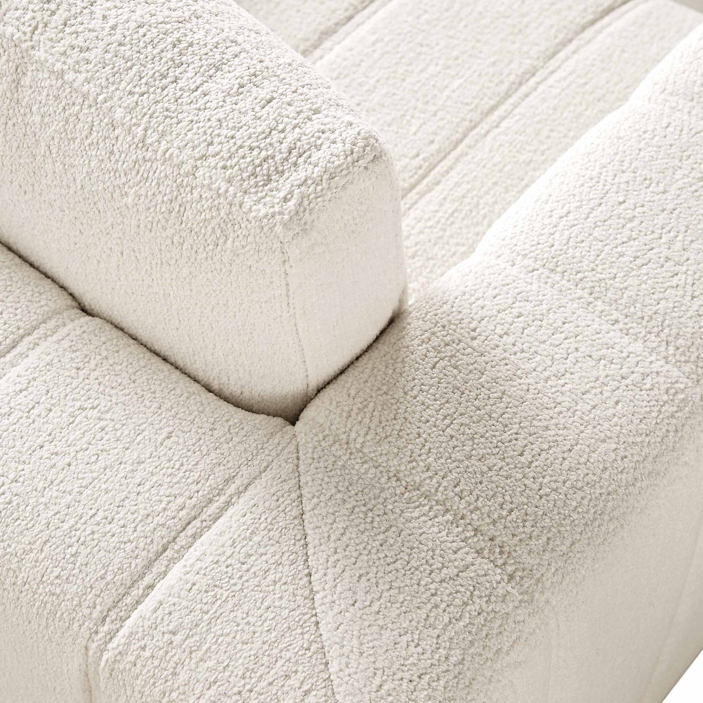 Canapé Belsize Beige Boucle avec base en bois, 1 place