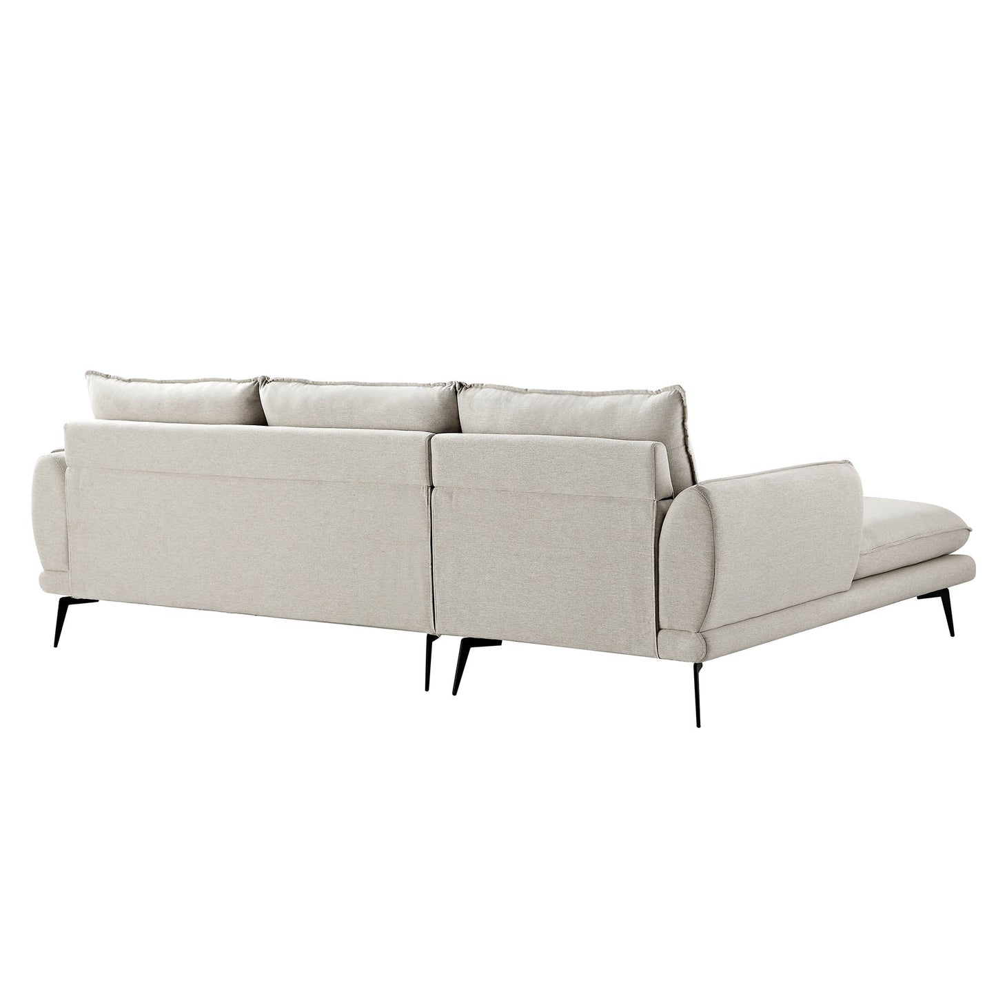 Canapé en tissu Obriel Oatmeal, Grande Chaise Longue orientée à gauche