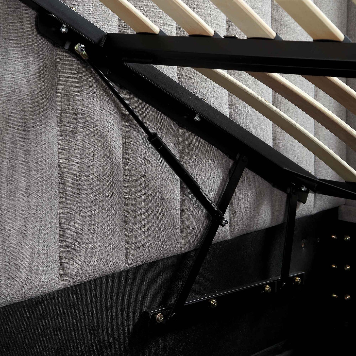 Lit TV ottoman en tissu gris Wilton