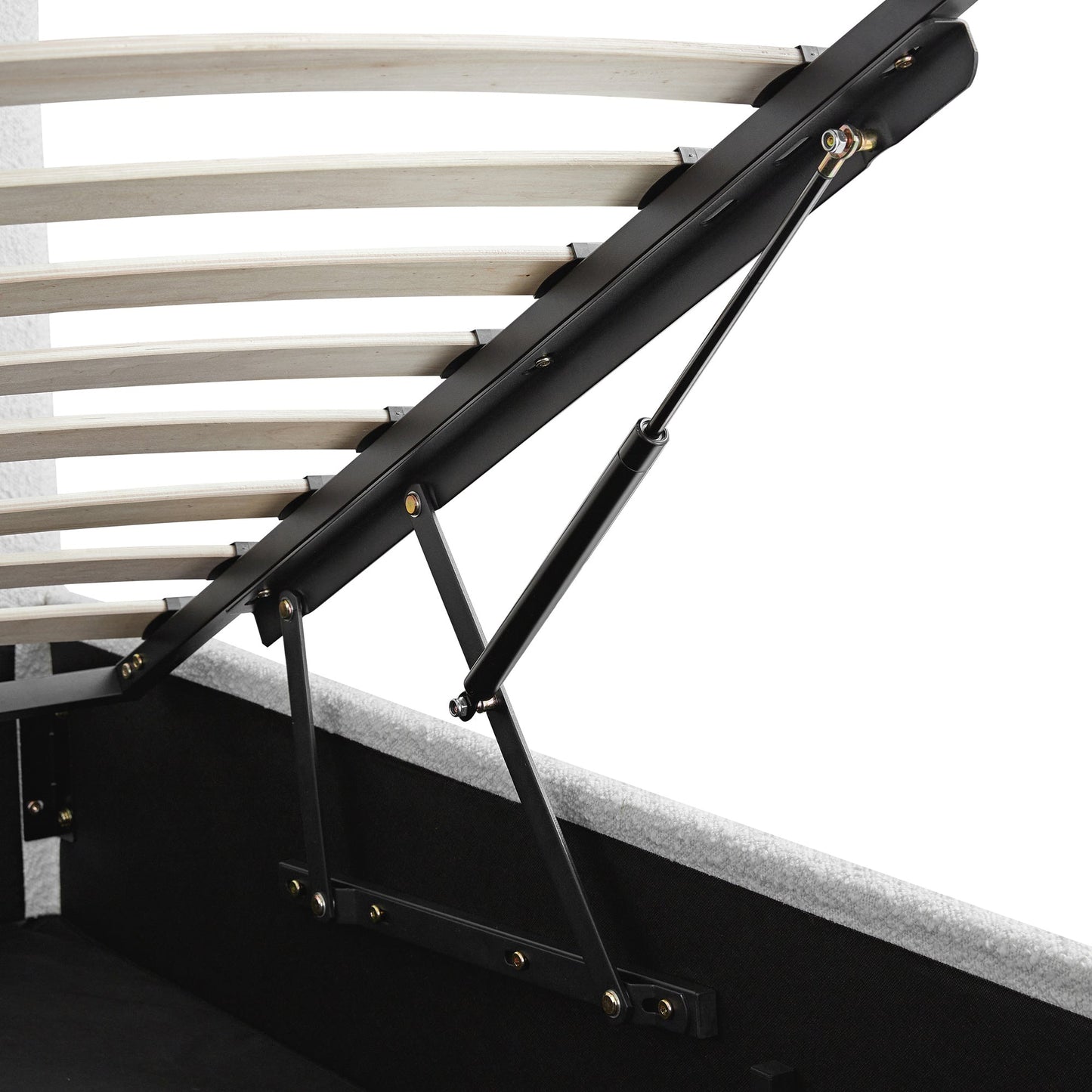 Lit coffre ottoman Hana, boucle écrue