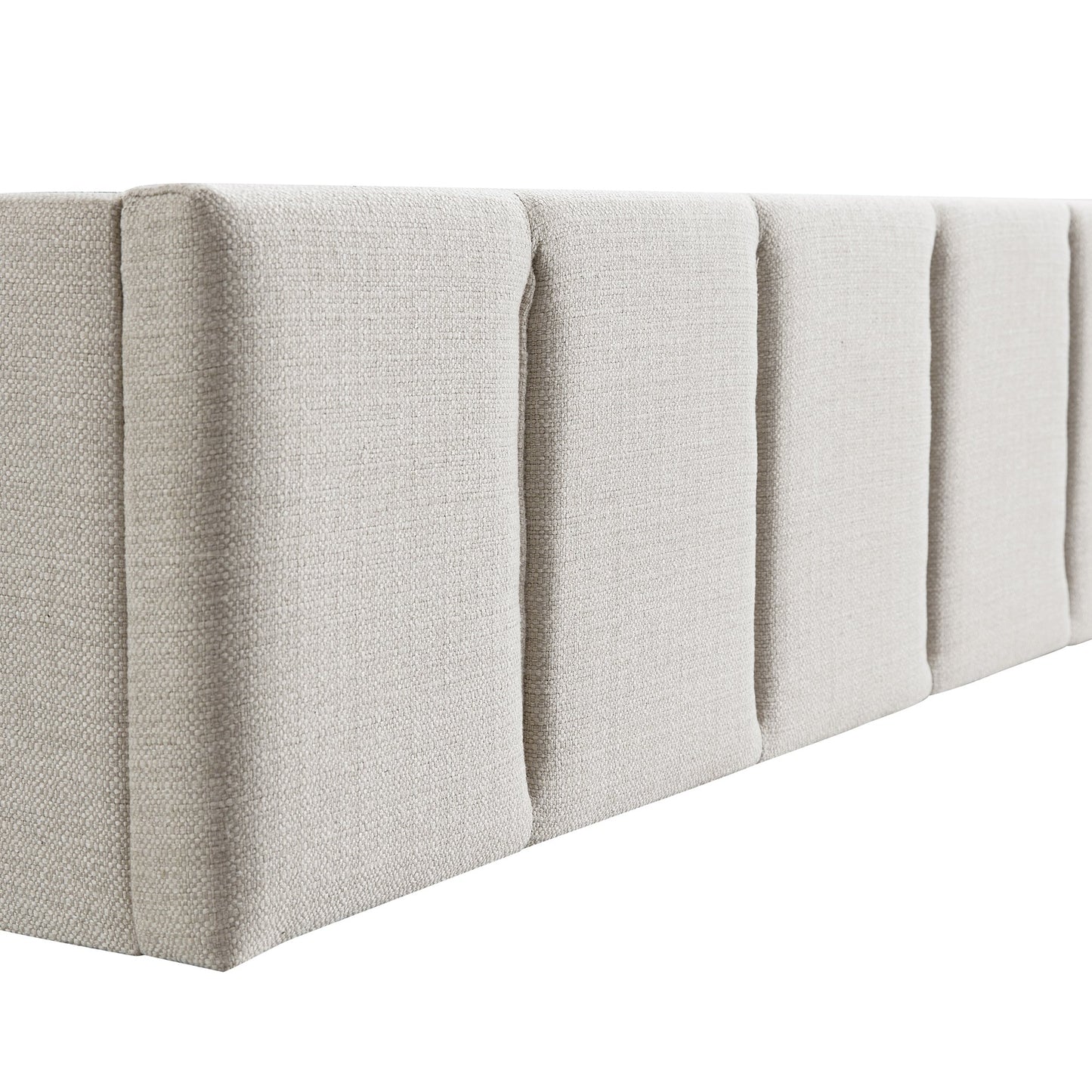 Lit coffre ottoman Hana, tissu tissé ivoire