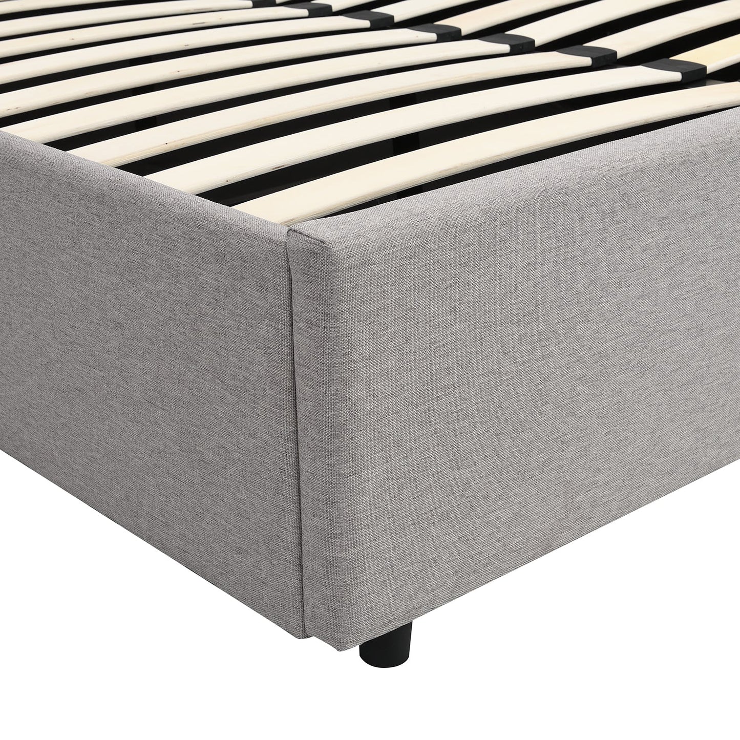 Cadre de lit ottoman Pimlico avec tête de lit à LED multicolore (tissu gris)