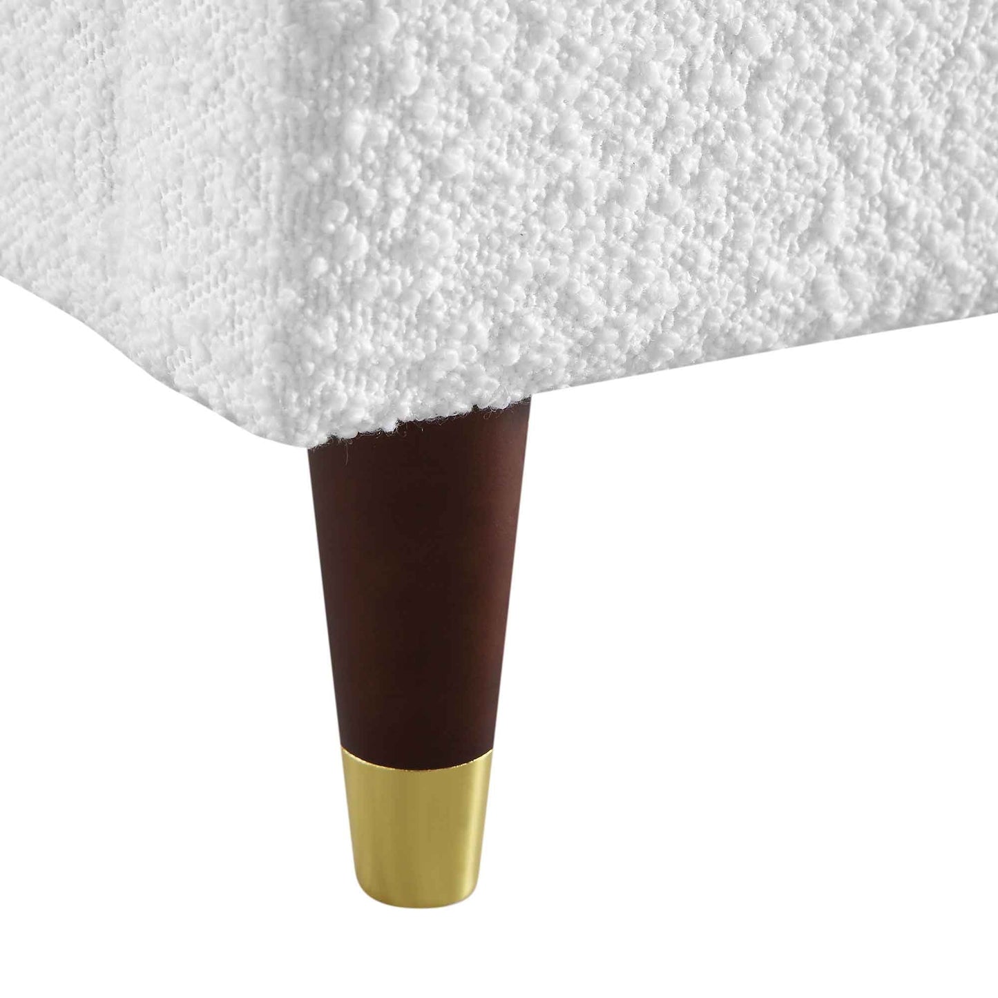 Cadre de lit rembourré Eleanor White Boucle avec tête de lit bombée