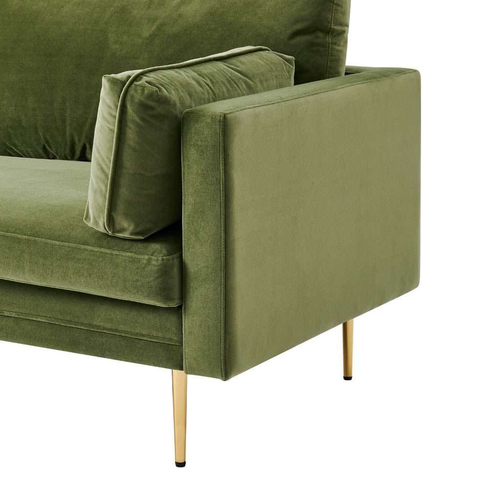 Fauteuil en velours vert mousse Pelham