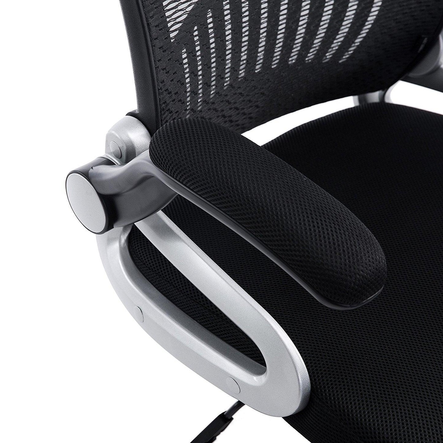 Chaise de bureau pivotante à dossier haut en maille extra-rembourrée avec appui-tête et accoudoirs réglables, noire