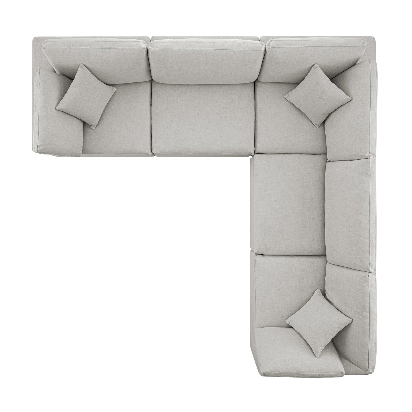 Canapé d'angle modulaire Lutyens en lin gris clair, ensemble de 5 pièces