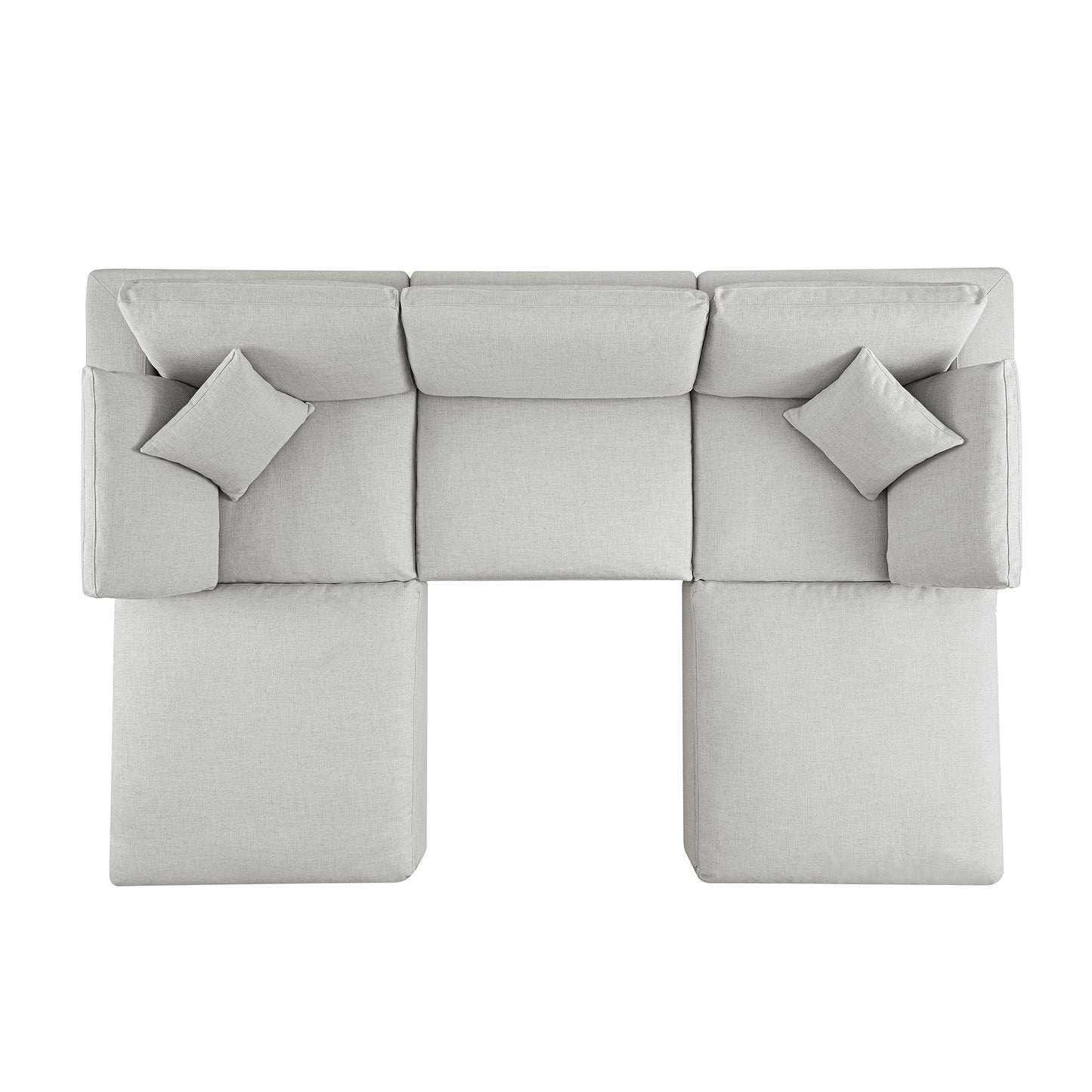 Canapé modulaire Lutyens en lin mélangé gris clair, ensemble de 5 pièces en forme de U