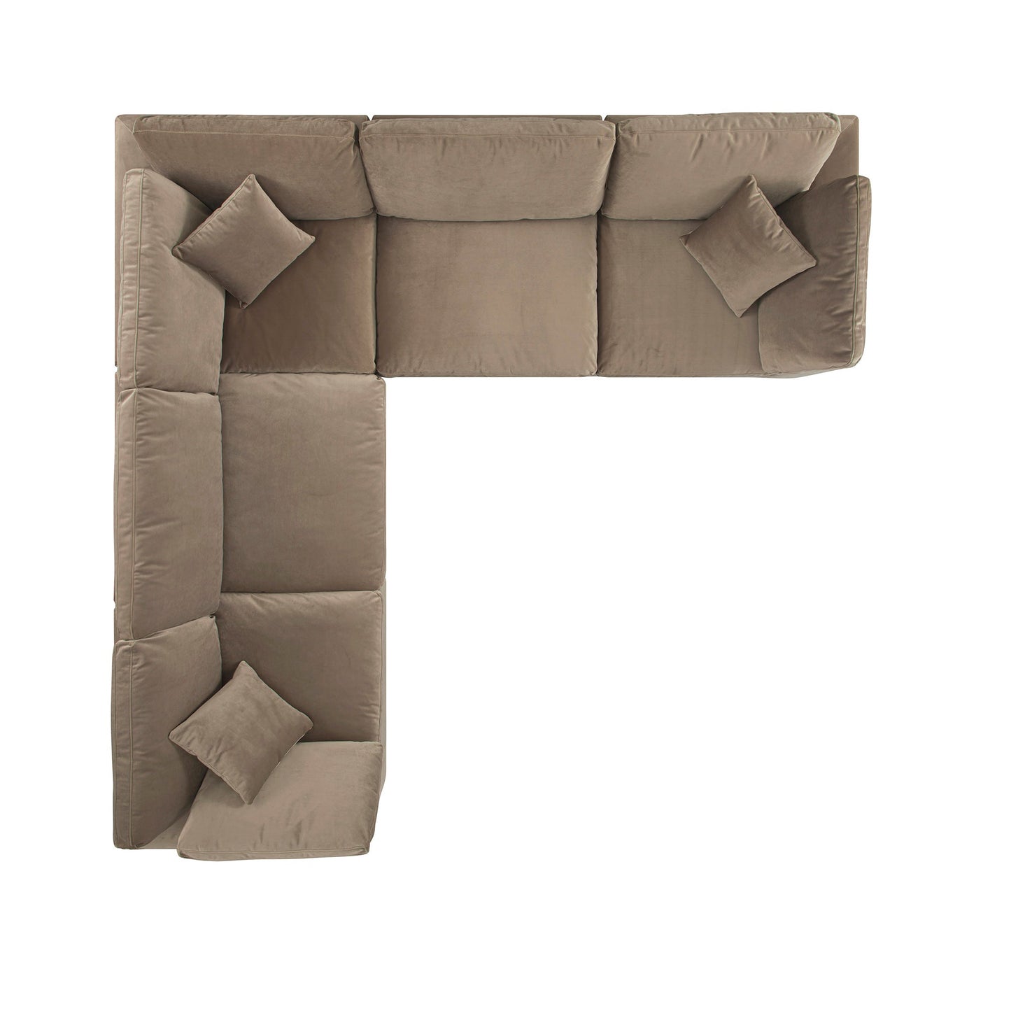 Canapé d'angle modulaire Lutyens en velours taupe, ensemble de 5 pièces