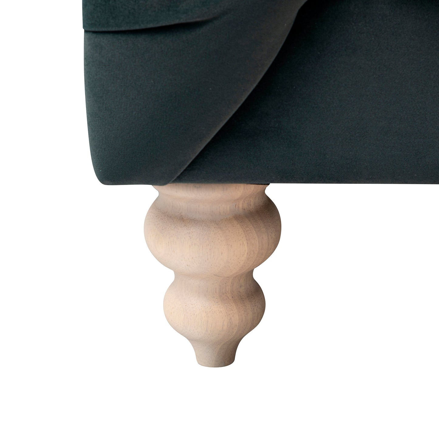 Grand canapé 3 places Ashby Chesterfield, velours bleu égéen