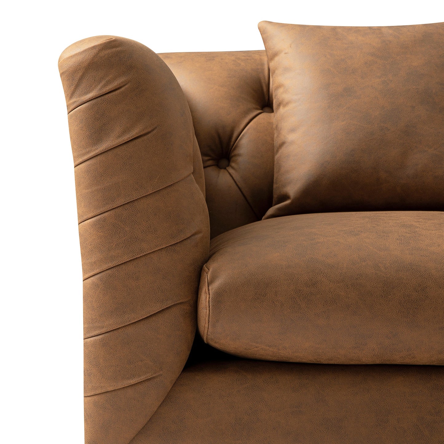 Fauteuil Chesterfield Ashby, similicuir beige