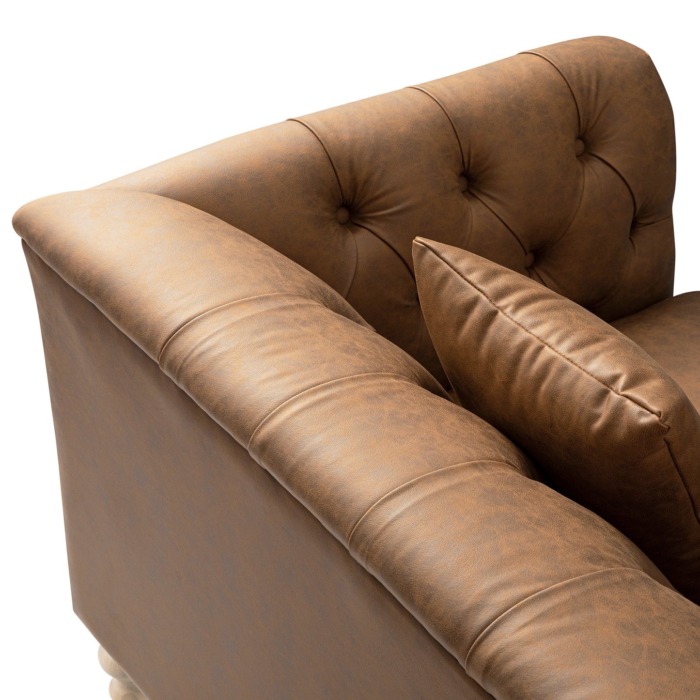 Causeuse Ashby Chesterfield, similicuir beige