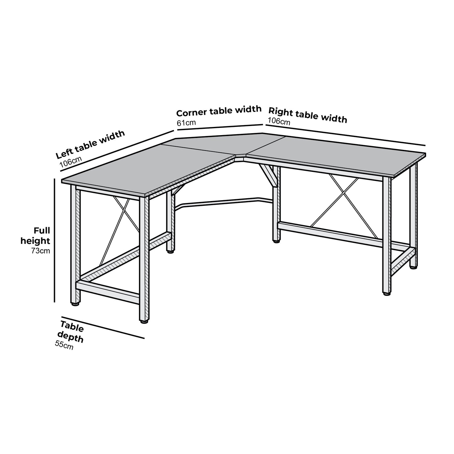 Bureau d'angle Munich en L noir