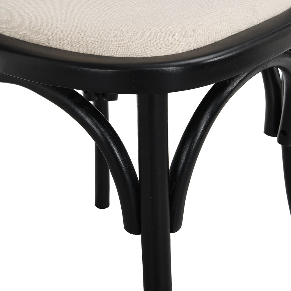 Ensemble de 2 chaises de salle à manger Anya en rotin et tissu, couleur noire