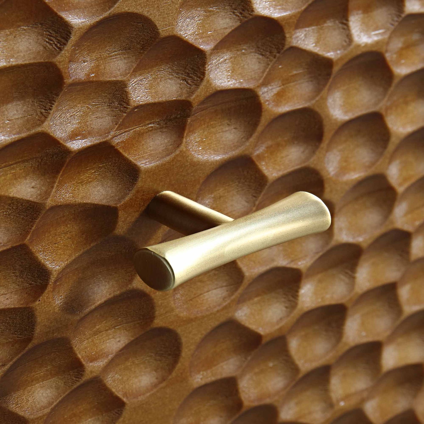 Commode 3 tiroirs sculptée Bianca Chip, bronze antique et noir