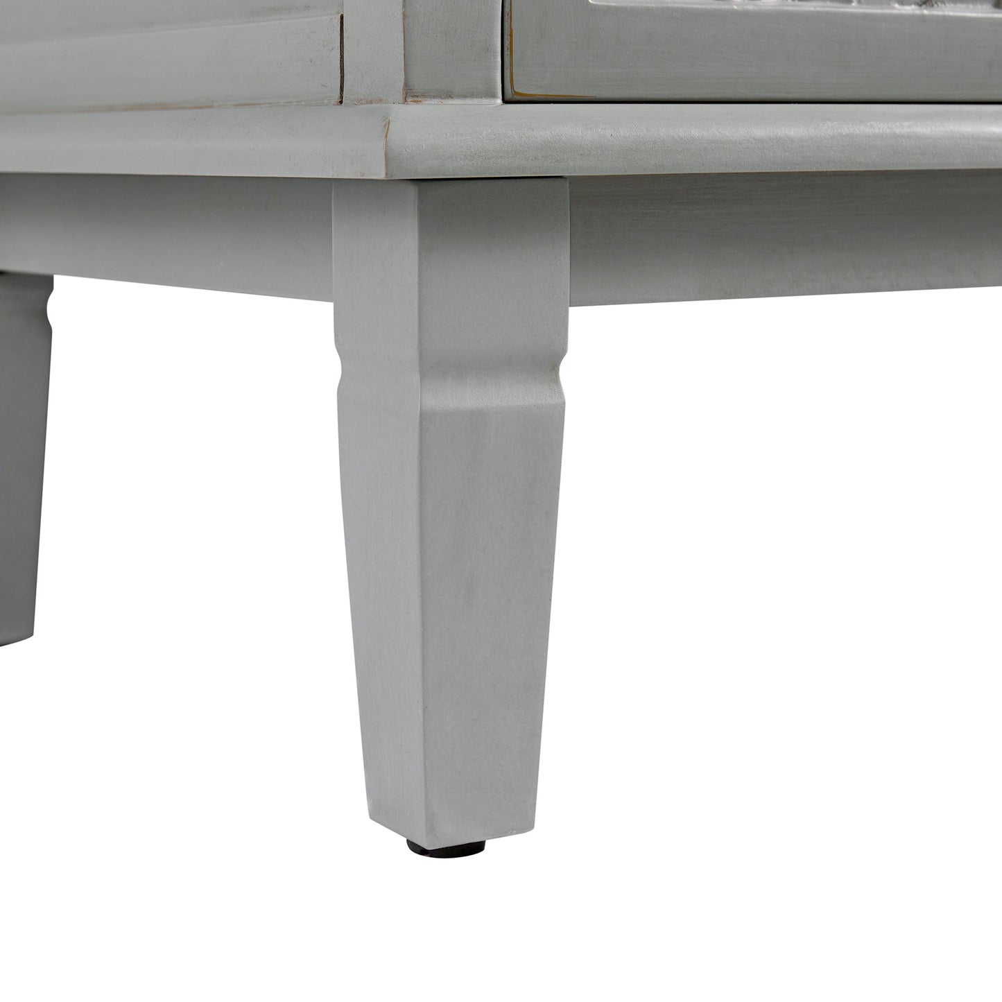 Commode large à 6 tiroirs sculptée gris moyen Chantilly