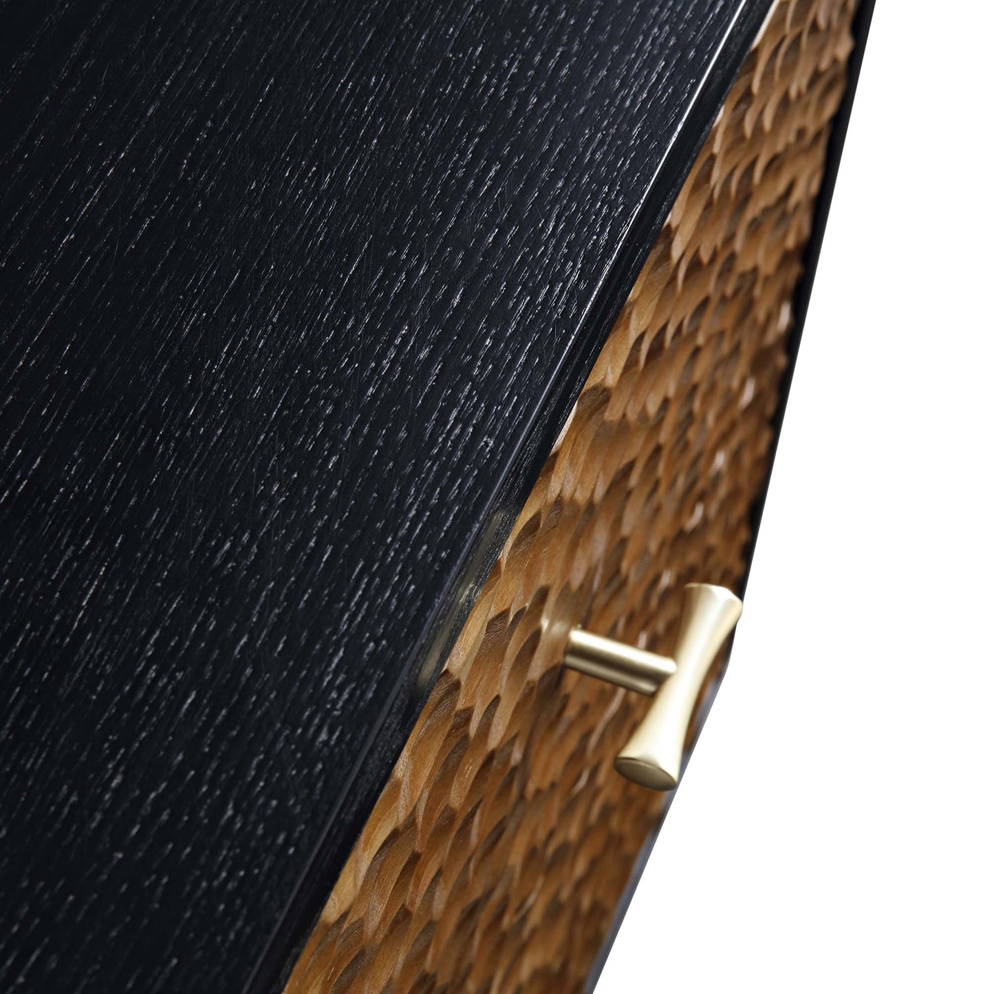 Table de chevet sculptée Bianca Chip, bronze antique et noir