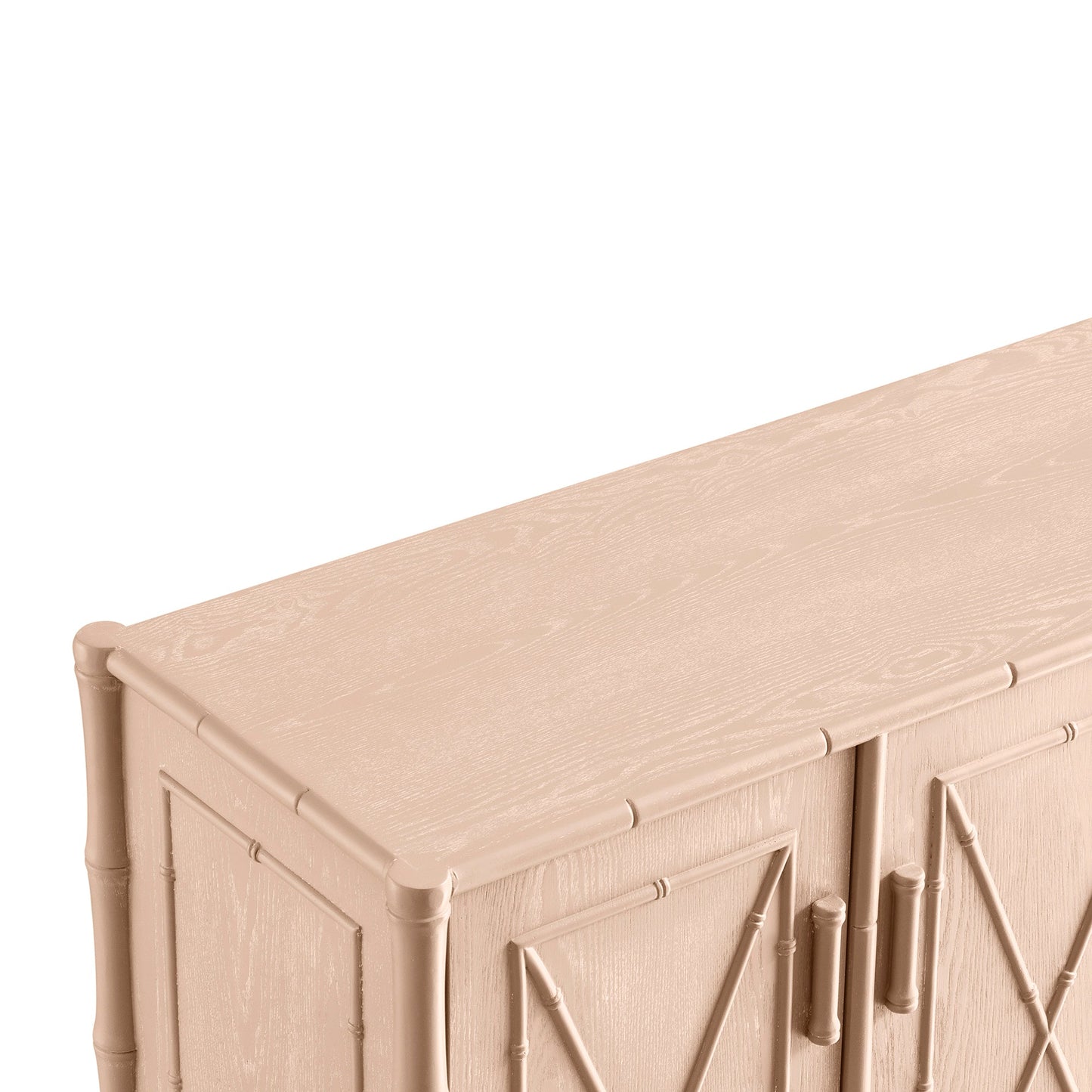 Grand buffet Elstowe en imitation bambou, rose nude