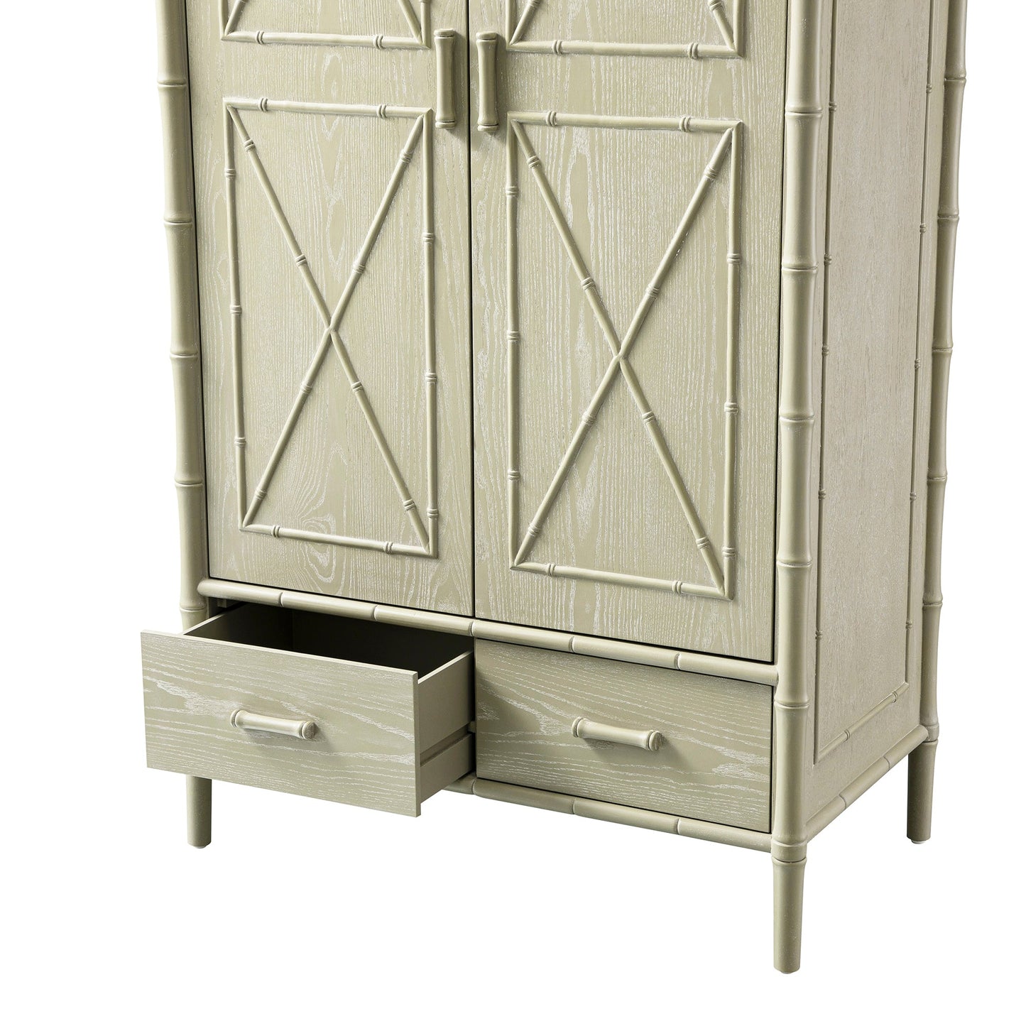 Armoire double en imitation bambou Elstowe, vert sauge