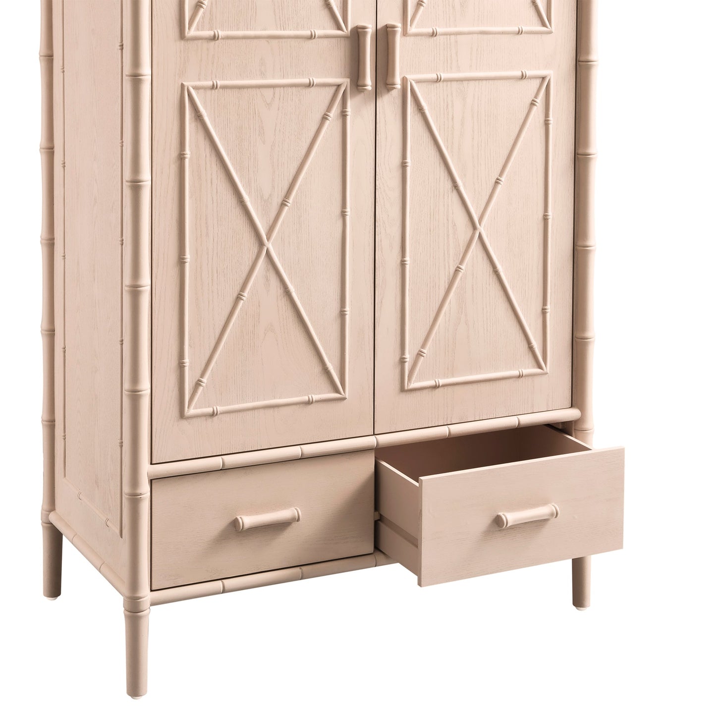 Armoire double en imitation bambou Elstowe, rose nude