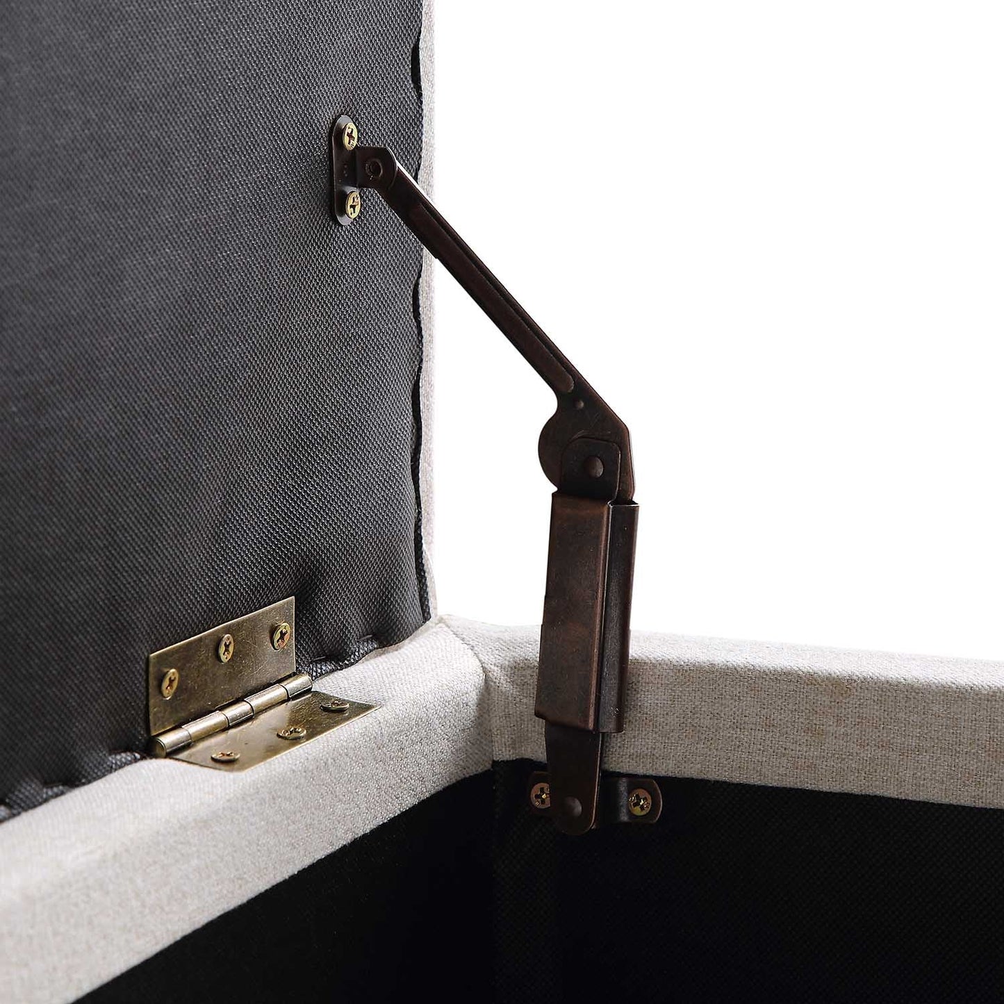 Banc de rangement ottoman à boutons profonds Leamington, tissu avoine