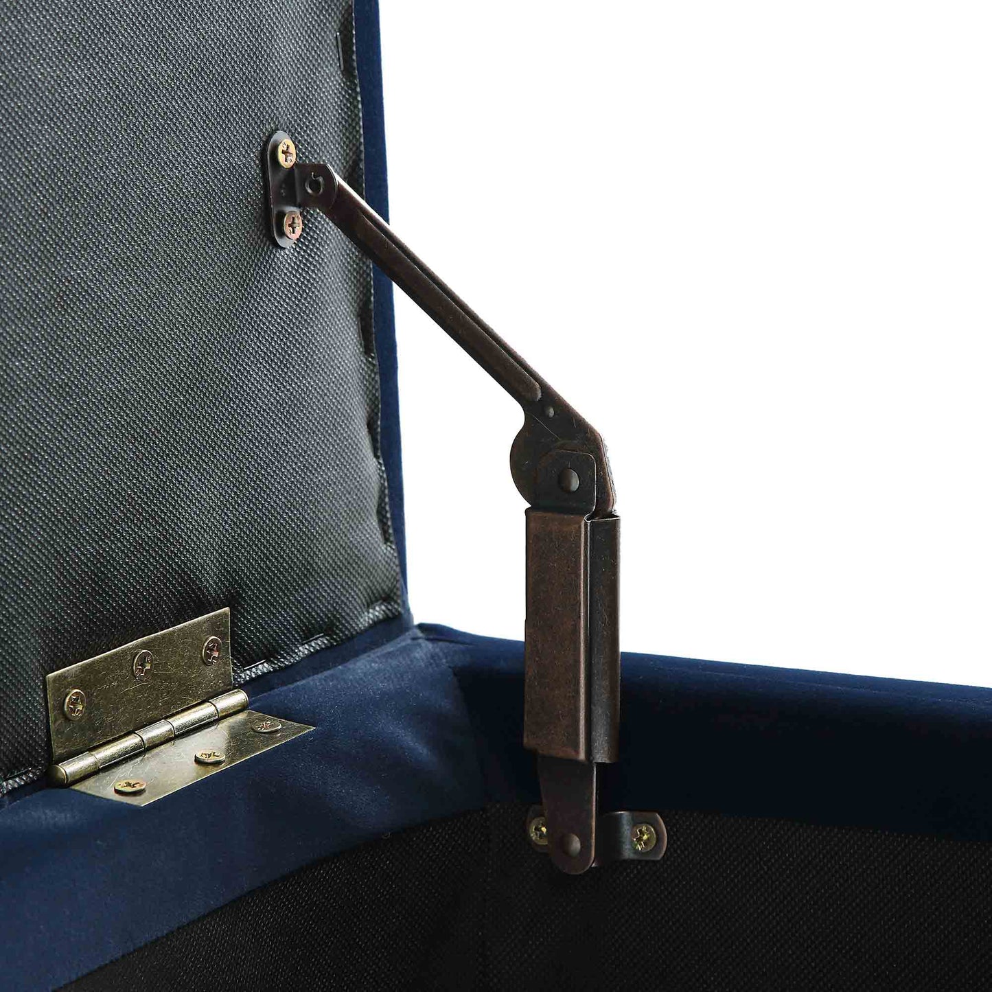 Banc de rangement ottoman à boutons profonds Leamington, velours bleu nuit