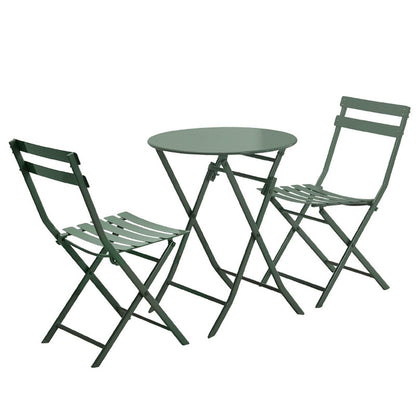 Ensemble bistro minimaliste 3 pièces pour patio : table ronde pliable et chaises