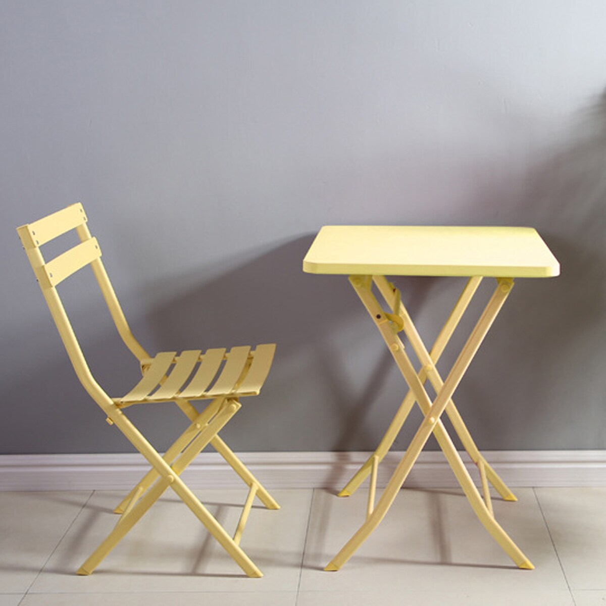 Ensemble bistro minimaliste 3 pièces pour patio : table carrée pliable et chaises