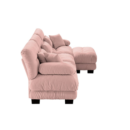 Canapé d'angle modulable 3 places, canapé profond en forme de L avec pouf convertible pour salon