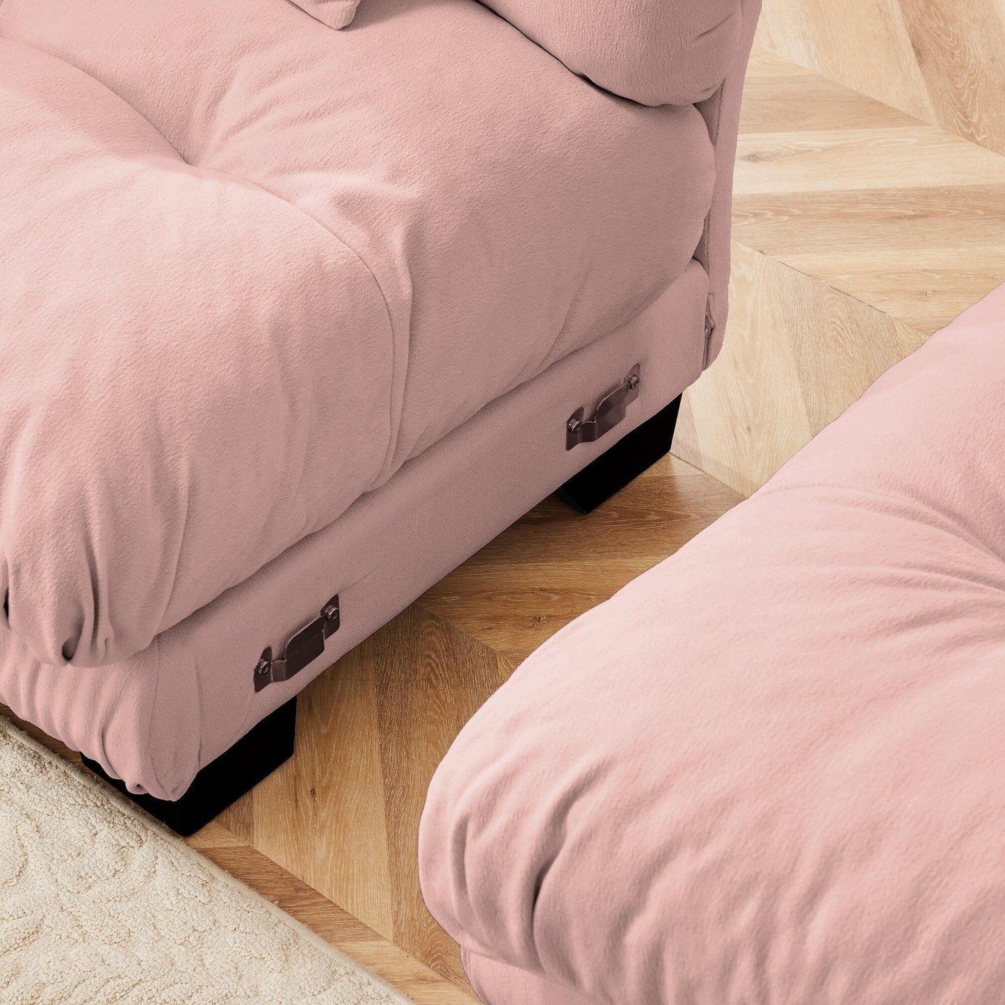 Canapé d'angle modulable 3 places, canapé profond en forme de L avec pouf convertible pour salon