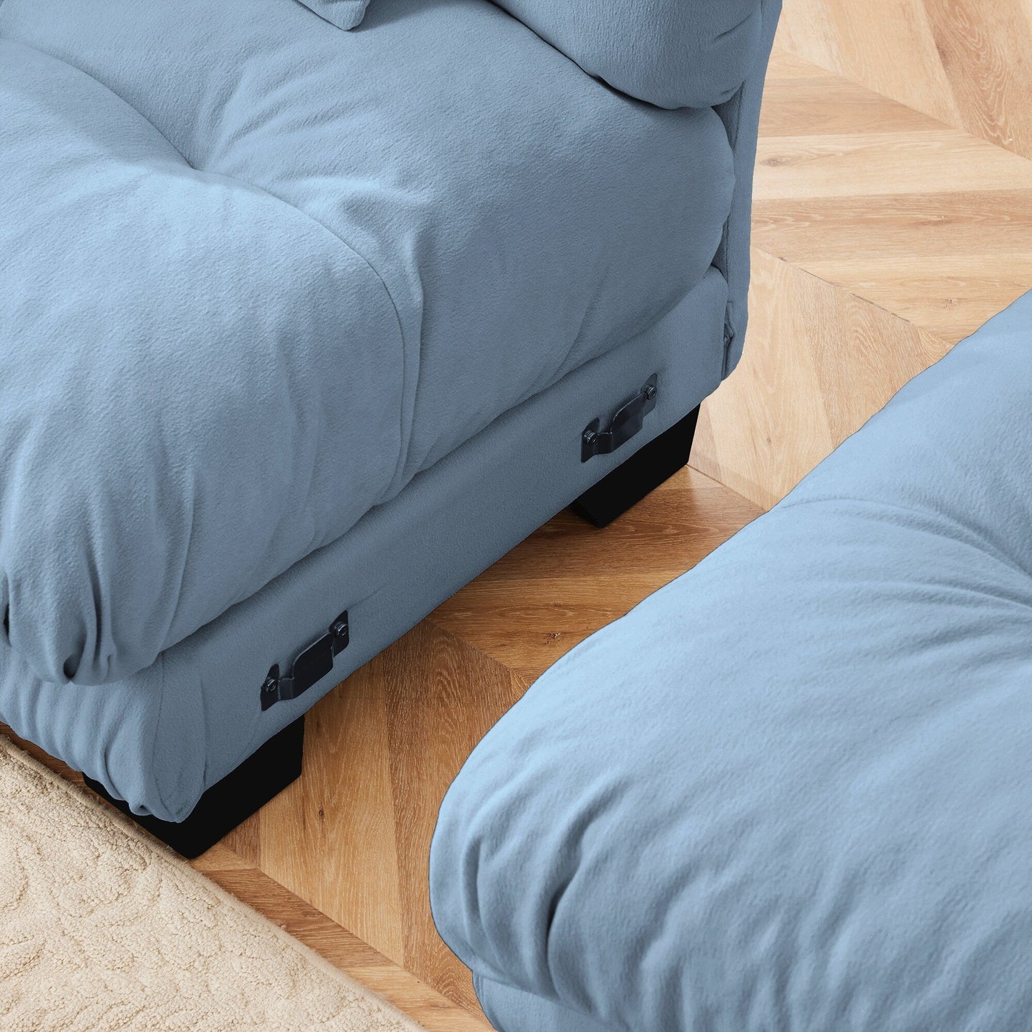 Canapé d'angle modulable 3 places, canapé profond en forme de L avec pouf convertible pour salon
