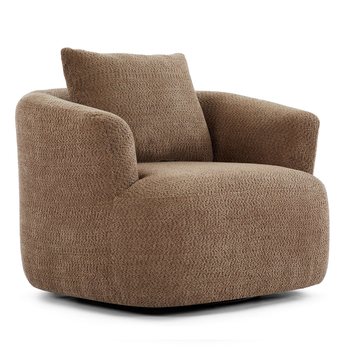 Fauteuil pivotant à 360°, fauteuil d'appoint en bouclette de 38,2 cm avec coussin décoratif, fauteuil-canapé rembourré avec accoudoirs incurvés