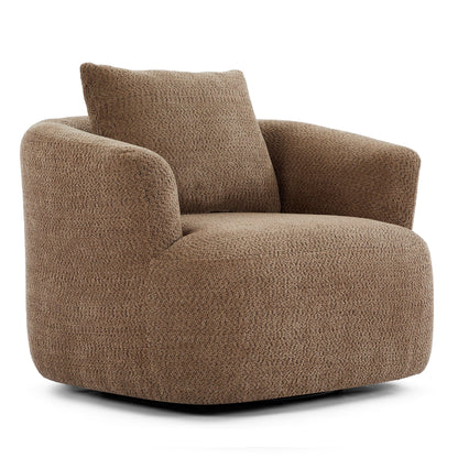 Fauteuil pivotant à 360°, fauteuil d'appoint en bouclette de 38,2 cm avec coussin décoratif, fauteuil-canapé rembourré avec accoudoirs incurvés