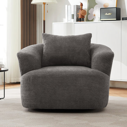 Fauteuil pivotant à 360°, fauteuil d'appoint en bouclette de 38,2 cm avec coussin décoratif, fauteuil-canapé rembourré avec accoudoirs incurvés