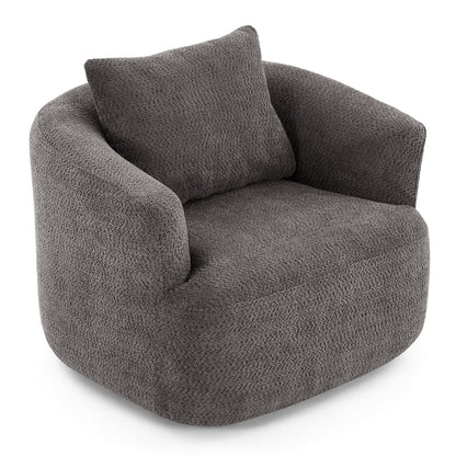 Fauteuil pivotant à 360°, fauteuil d'appoint en bouclette de 38,2 cm avec coussin décoratif, fauteuil-canapé rembourré avec accoudoirs incurvés