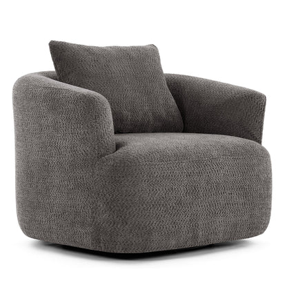 Fauteuil pivotant à 360°, fauteuil d'appoint en bouclette de 38,2 cm avec coussin décoratif, fauteuil-canapé rembourré avec accoudoirs incurvés