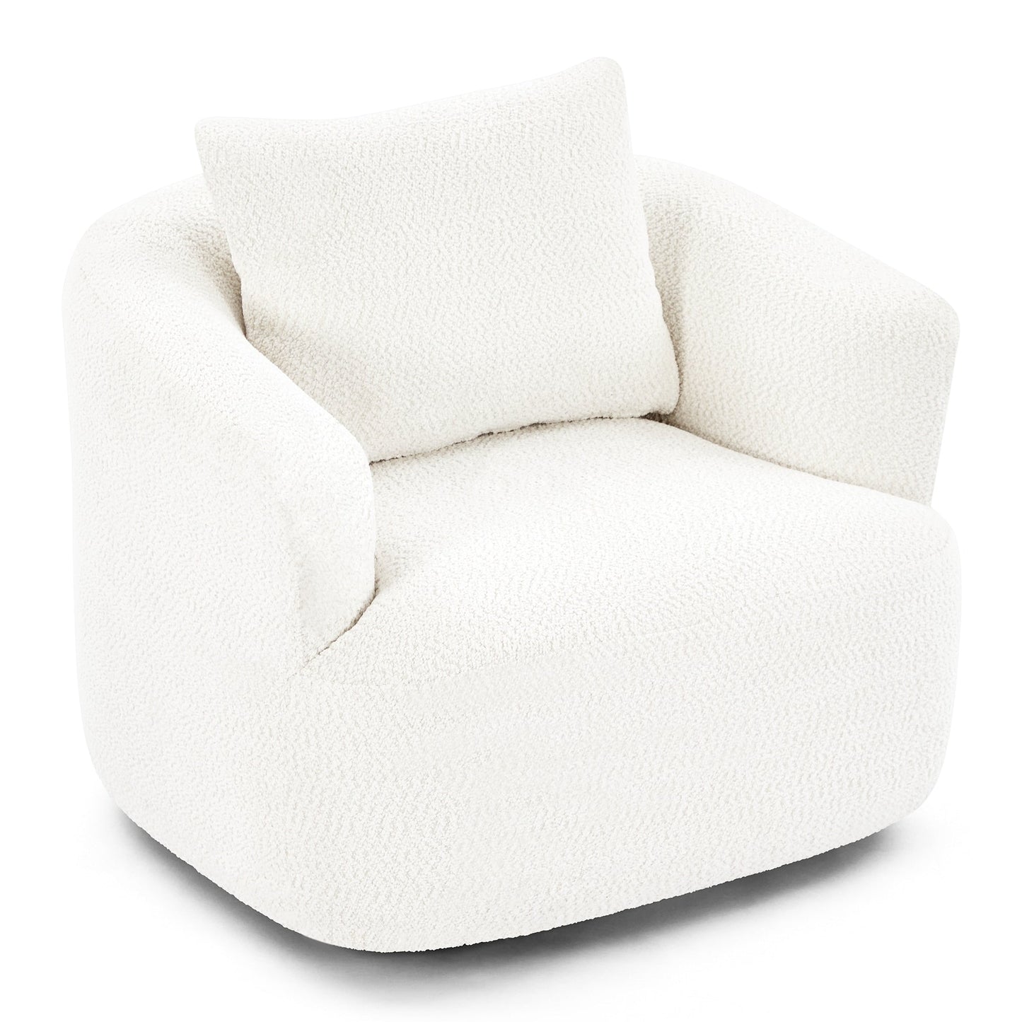 Fauteuil pivotant à 360°, fauteuil d'appoint en bouclette de 38,2 cm avec coussin décoratif, fauteuil-canapé rembourré avec accoudoirs incurvés