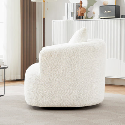 Fauteuil pivotant à 360°, fauteuil d'appoint en bouclette de 38,2 cm avec coussin décoratif, fauteuil-canapé rembourré avec accoudoirs incurvés