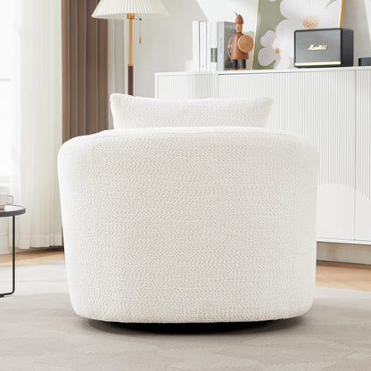 Fauteuil pivotant à 360°, fauteuil d'appoint en bouclette de 38,2 cm avec coussin décoratif, fauteuil-canapé rembourré avec accoudoirs incurvés
