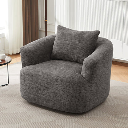 Fauteuil pivotant à 360°, fauteuil d'appoint en bouclette de 38,2 cm avec coussin décoratif, fauteuil-canapé rembourré avec accoudoirs incurvés