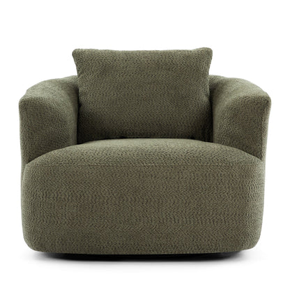 Fauteuil pivotant à 360°, fauteuil d'appoint en bouclette de 38,2 cm avec coussin décoratif, fauteuil-canapé rembourré avec accoudoirs incurvés