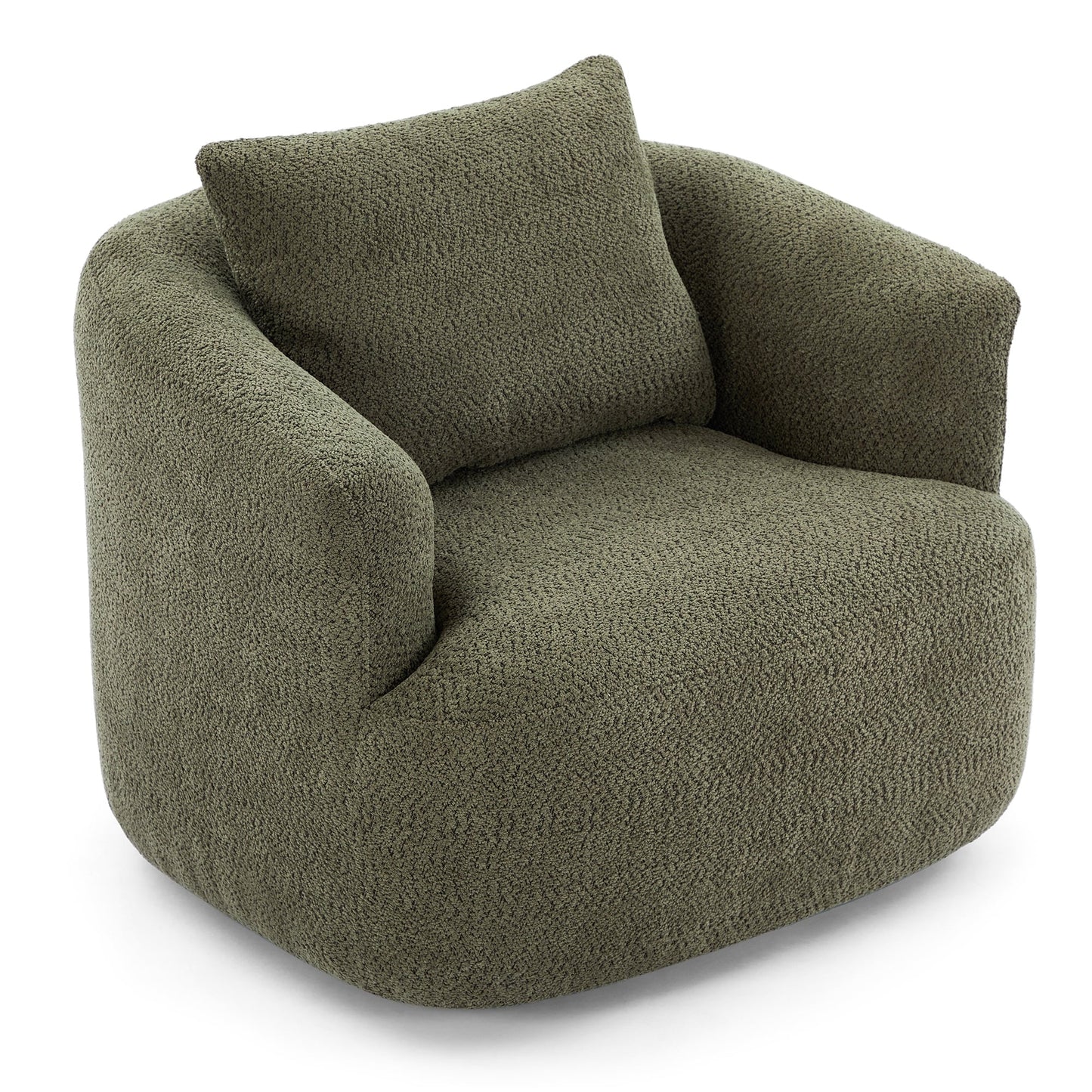 Fauteuil pivotant à 360°, fauteuil d'appoint en bouclette de 38,2 cm avec coussin décoratif, fauteuil-canapé rembourré avec accoudoirs incurvés