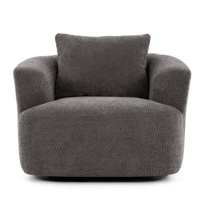 Fauteuil pivotant à 360°, fauteuil d'appoint en bouclette de 38,2 cm avec coussin décoratif, fauteuil-canapé rembourré avec accoudoirs incurvés